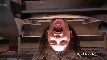 Bound slave flogged and anal pounded