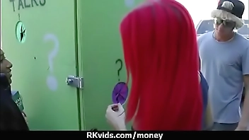 Sexy exhibitionist GFs are paid cash for some public fucking 11