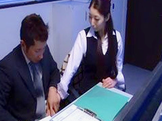 Tokyo titillation - horny boss fucks busty secretary in Nippon office