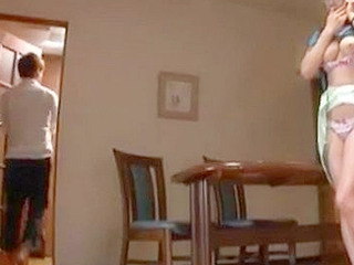 Nippon MILF with busty tits gets fucked by step son's fingers while talking dirty with hubby