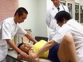 Busty patient goes wild for three doctors in hospital gangbang