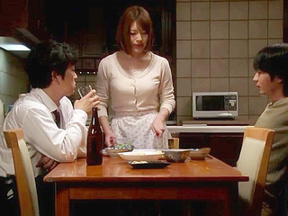 Japanese pornstar Honda Riko fucks husband's best friend while he watches, surprises busty wife with threesome