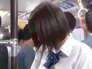 Japanese schoolgirl gets brutally naughty with horny man on public bus trip to Tokyo
